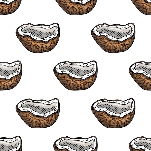 Seamless pattern with coconut doodle for decorative print wrapping paper greeting cards wallpaper and fabric