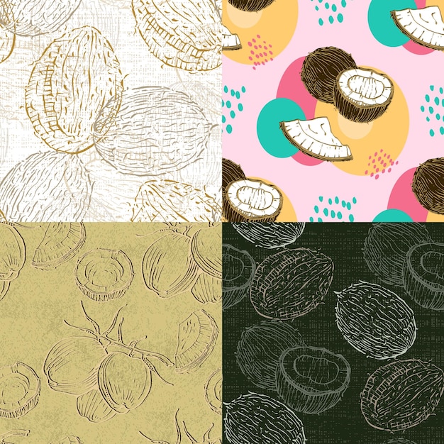 Seamless pattern with coconuts