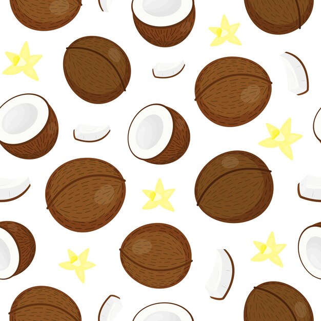 Vector seamless pattern with coconuts