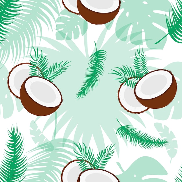 Vector seamless pattern with coconuts