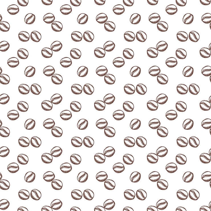 Seamless pattern with coffee bean in outline style