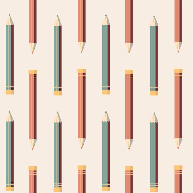 Vector seamless pattern with color pencils for painting.