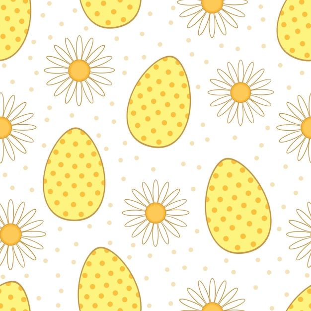 Seamless pattern with colored decorated eggs Holiday background Happy Easter vector illustration