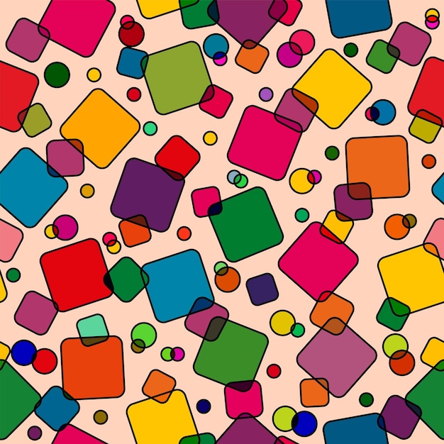 Бесшовный узор с цветными квадратами Современные случайные цвета