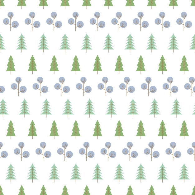 Seamless pattern with colored trees on white background. vector illustration.