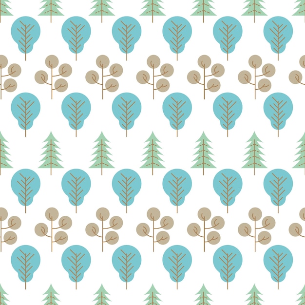 Seamless pattern with colored trees on white background Vector illustration