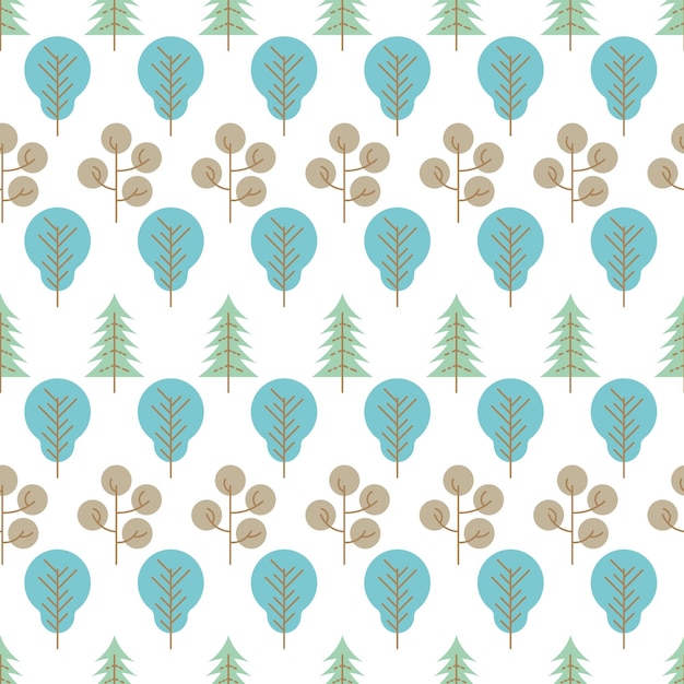 Seamless pattern with colored trees on white background Vector illustration