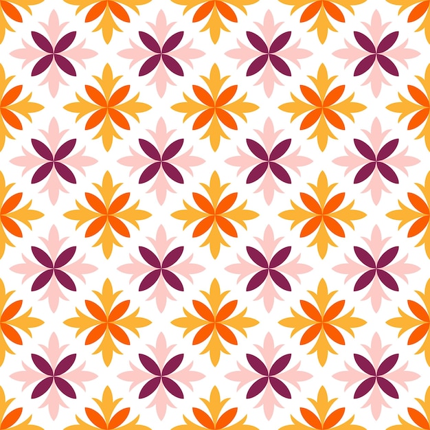 Vector seamless pattern with colorful abstract flowers