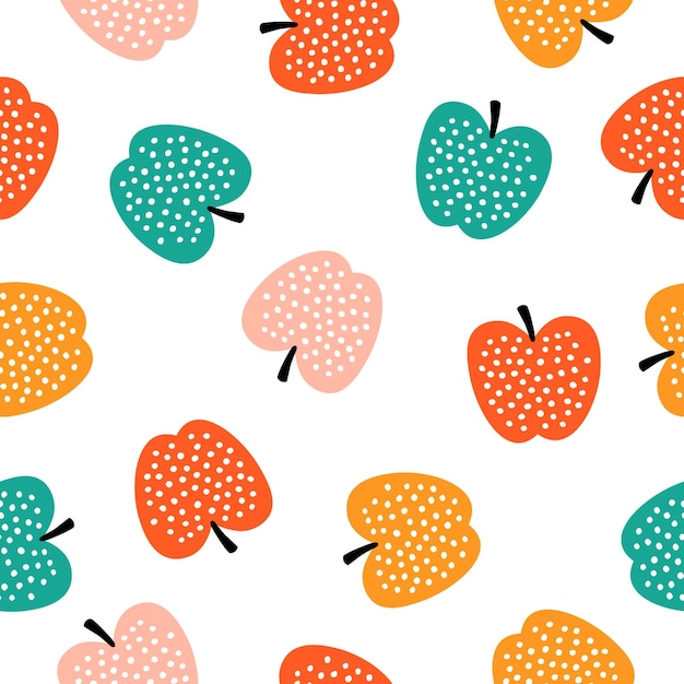 Seamless pattern with colorful apple