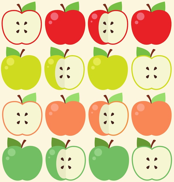 Seamless pattern with colorful apples