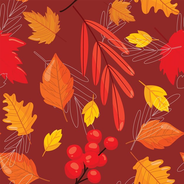 Seamless Pattern with Colorful Autumn Leaves