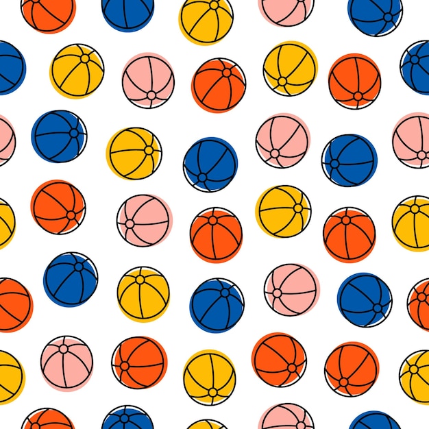 Seamless pattern with colorful beach ball