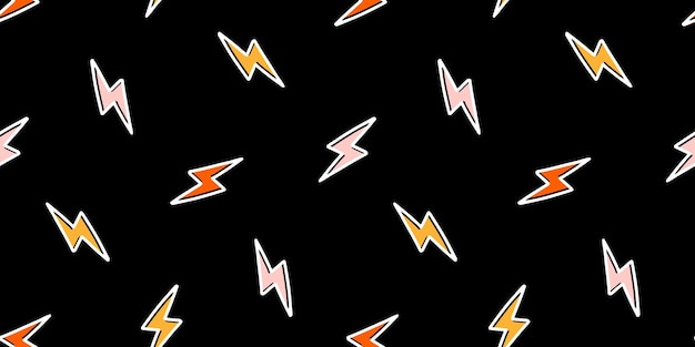 Vector seamless pattern with colorful bolt and black background