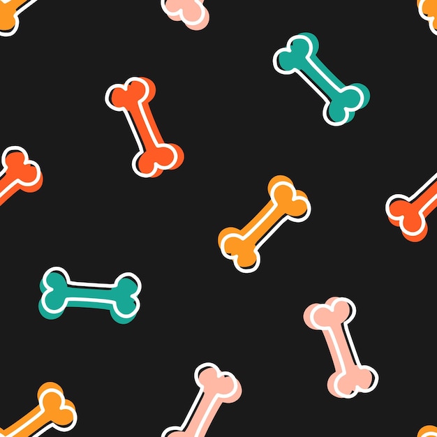 Vector seamless pattern with colorful bones