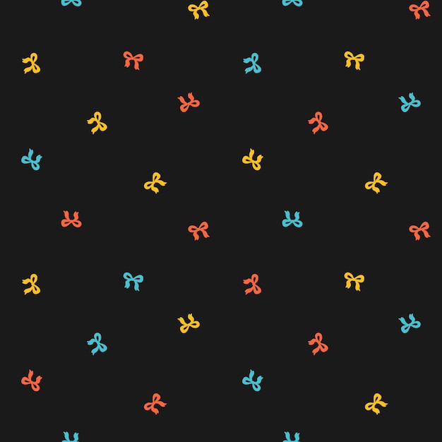 Vector seamless pattern with colorful bow and black background