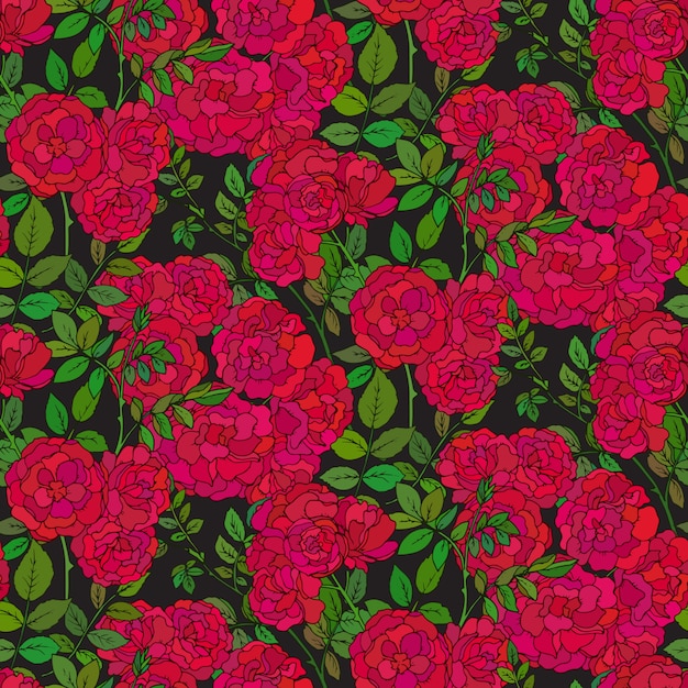 Seamless pattern with colorful bush roses