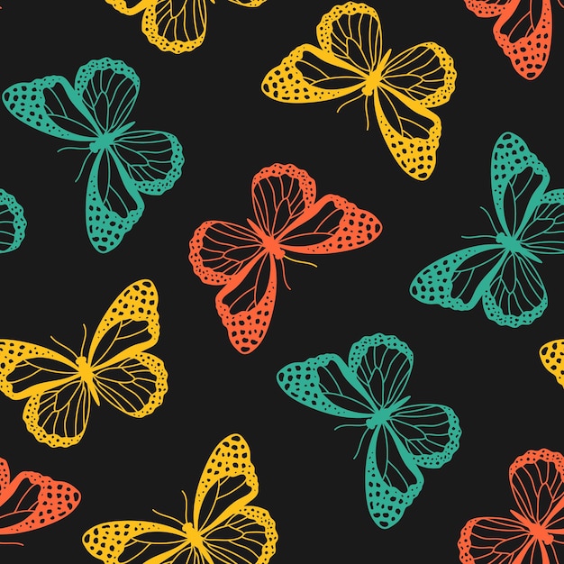 Seamless pattern with colorful butterfly