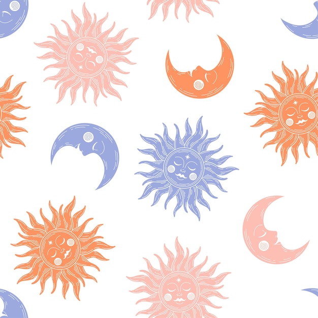 Seamless pattern with colorful celestial design