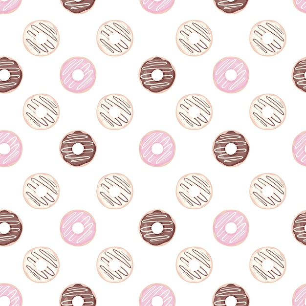 Vector seamless pattern with colorful dessert with glaze