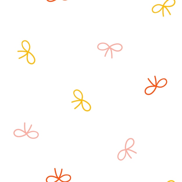 Seamless pattern with colorful  doodle bowties and white background.