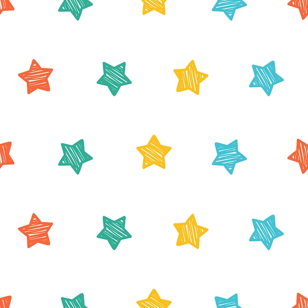 Seamless pattern with colorful doodle stars