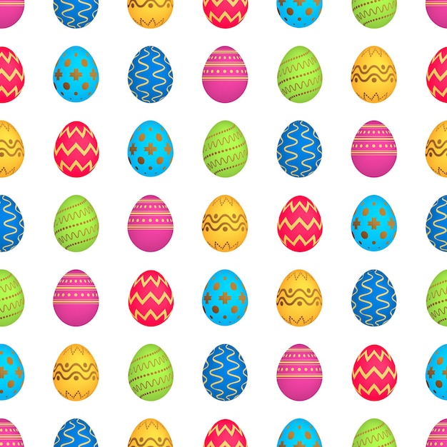 Бесшовный рисунок с красочными пасхальными яйцами Векторная иллюстрация