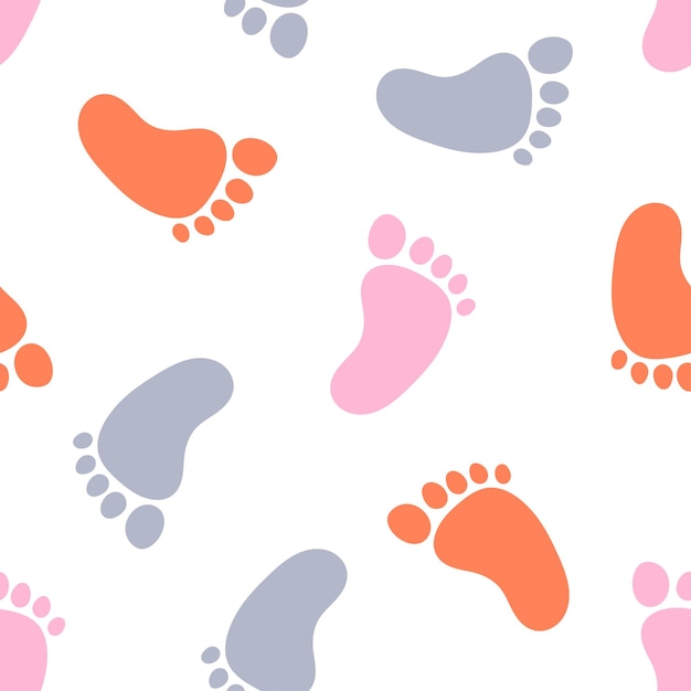 Seamless pattern with colorful feet