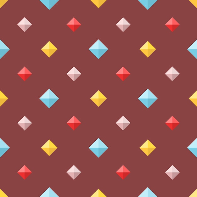 Seamless pattern with colorful flat diamonds