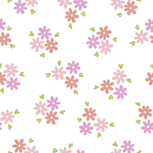 Vector seamless pattern with colorful flower bouquets