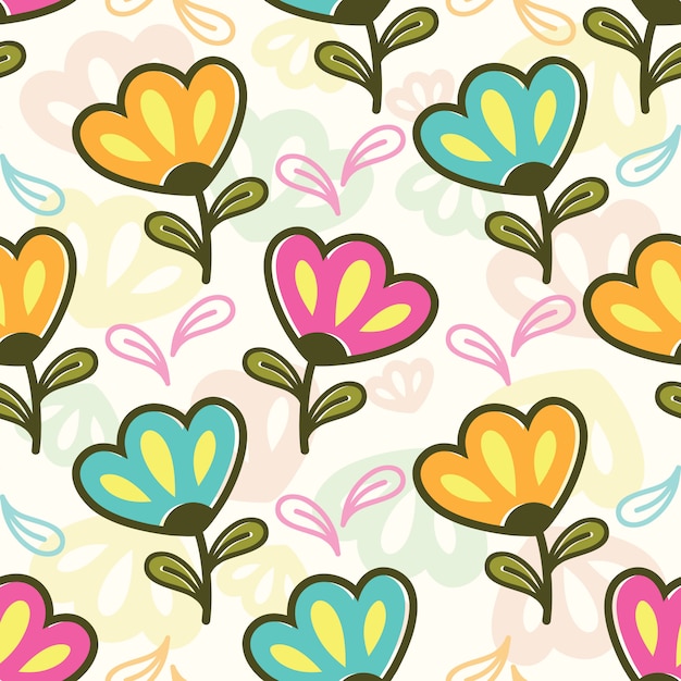 Seamless pattern with colorful flowers