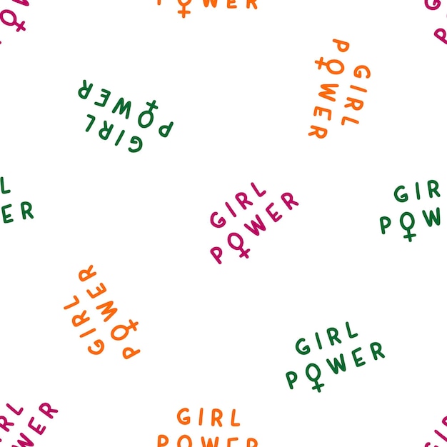 Vector seamless pattern with colorful girl power text