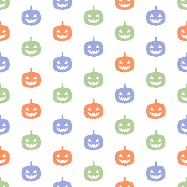 Seamless pattern with colorful halloween pumpkin