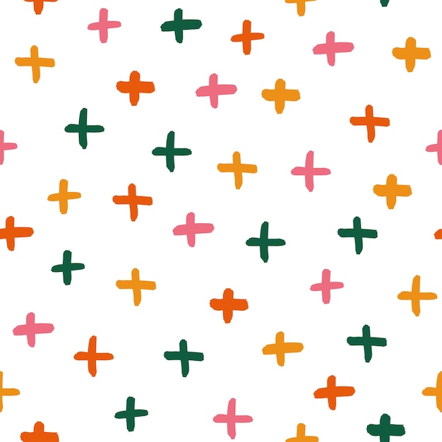 Seamless pattern with colorful hand drawn cross