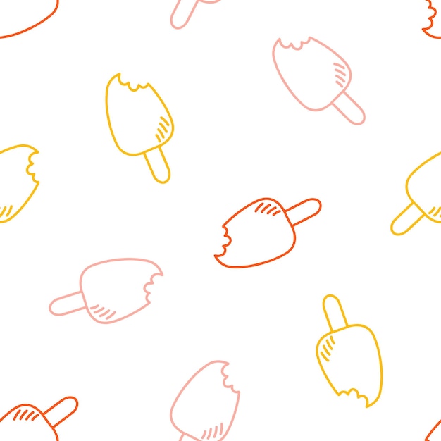 Seamless pattern with colorful hand drawn ice creams.