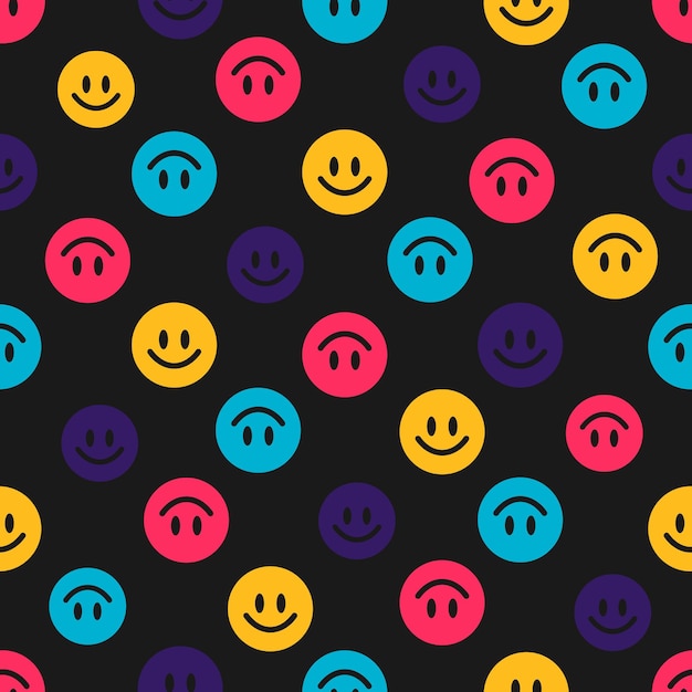 Seamless pattern with colorful happy faces