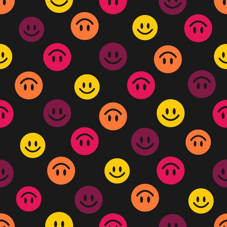 Vector seamless pattern with colorful happy faces