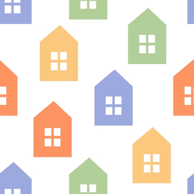 Seamless pattern with colorful house