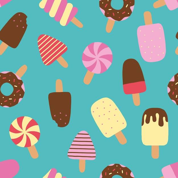 Seamless pattern with colorful ice cream