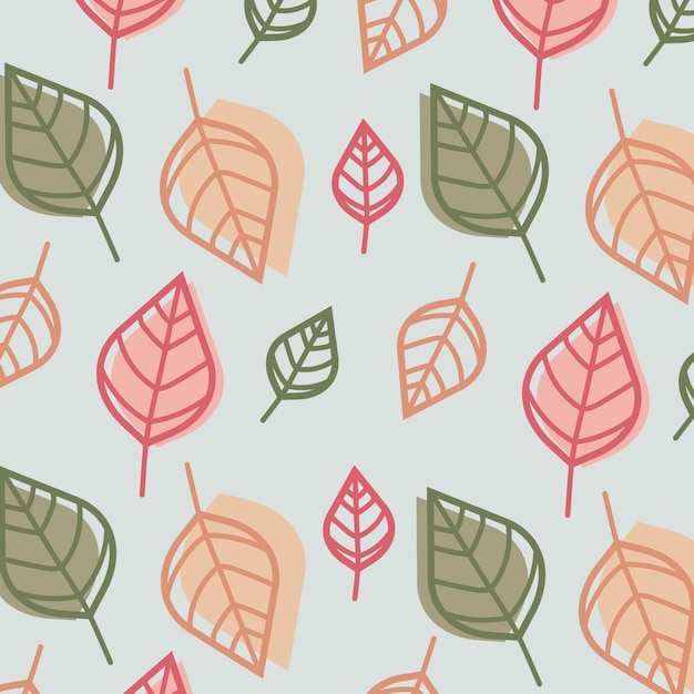 Seamless pattern with colorful leaves Vector simple design