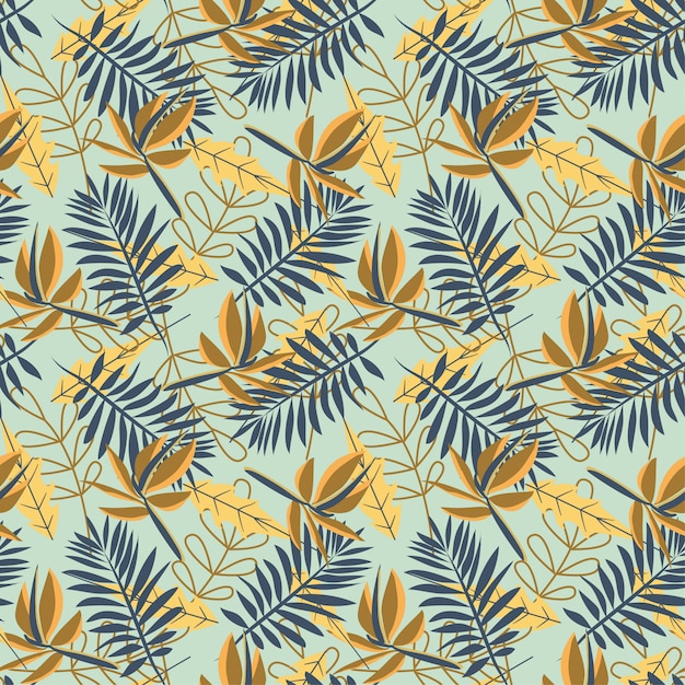 Seamless pattern with colorful leaves