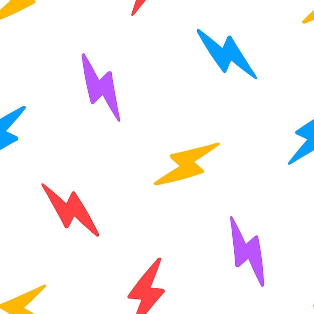 Seamless pattern with colorful lightning bolt