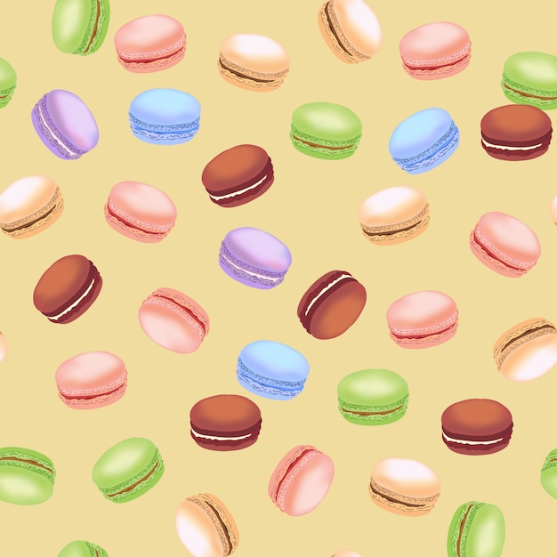 Seamless pattern with colorful macaroon cookies.