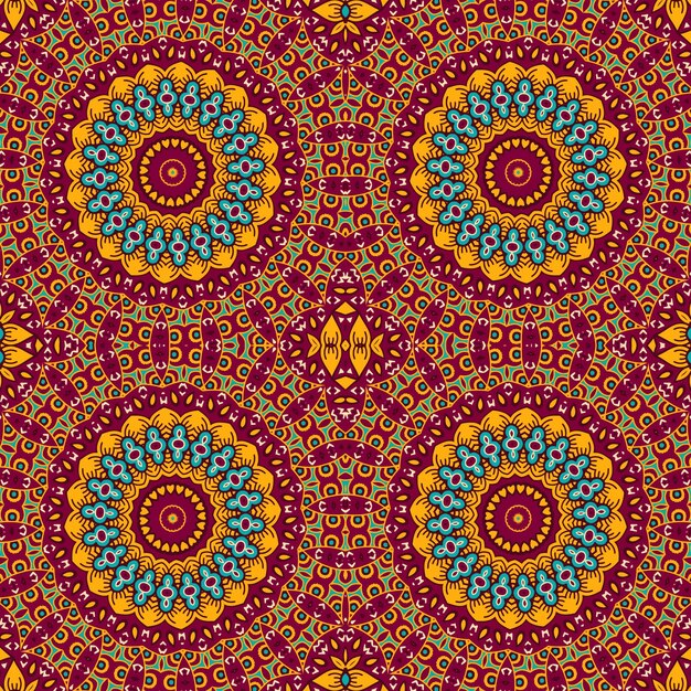 A seamless pattern with colorful mandalas