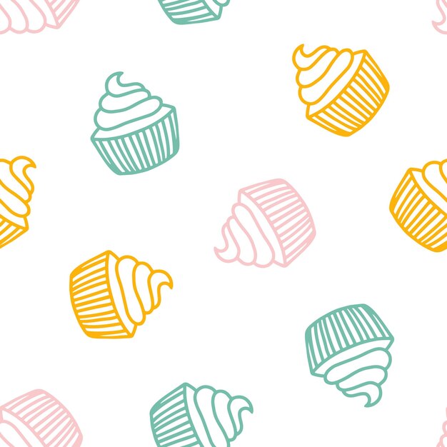 Seamless pattern with colorful muffin