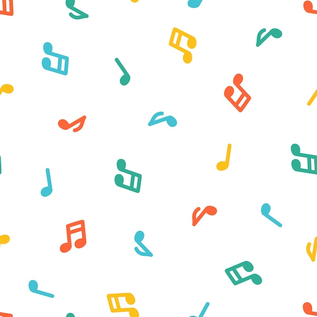 Seamless pattern with colorful musicial notes.