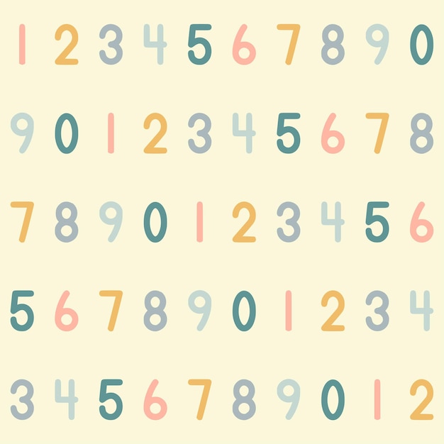 Seamless Pattern with Colorful Numbers