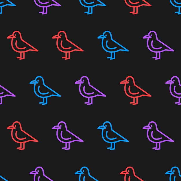 Seamless pattern with colorful outline birds