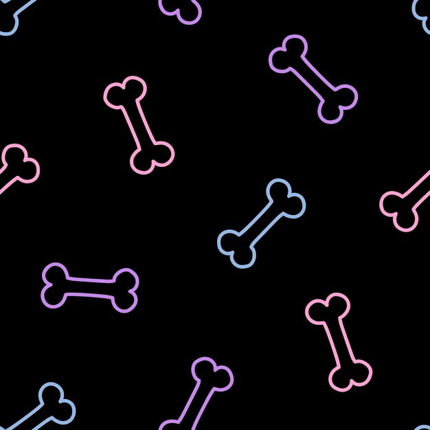 Seamless pattern with colorful outline bones