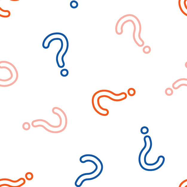 Vector seamless pattern with colorful outline question marks.