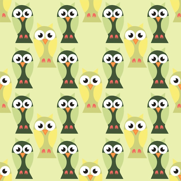 Seamless pattern with colorful owls vector illustration